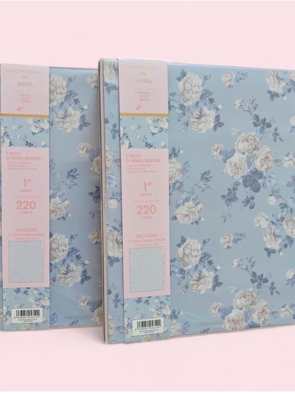 2 LoveShackFancy x Yoobi Blue Floral Binders + Dividers NWT